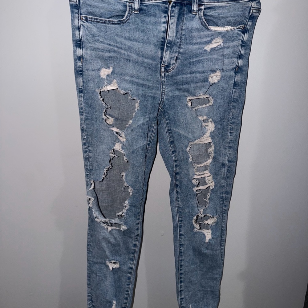 American Eagle Outfitters Ripped Blue Skinny Jeans
